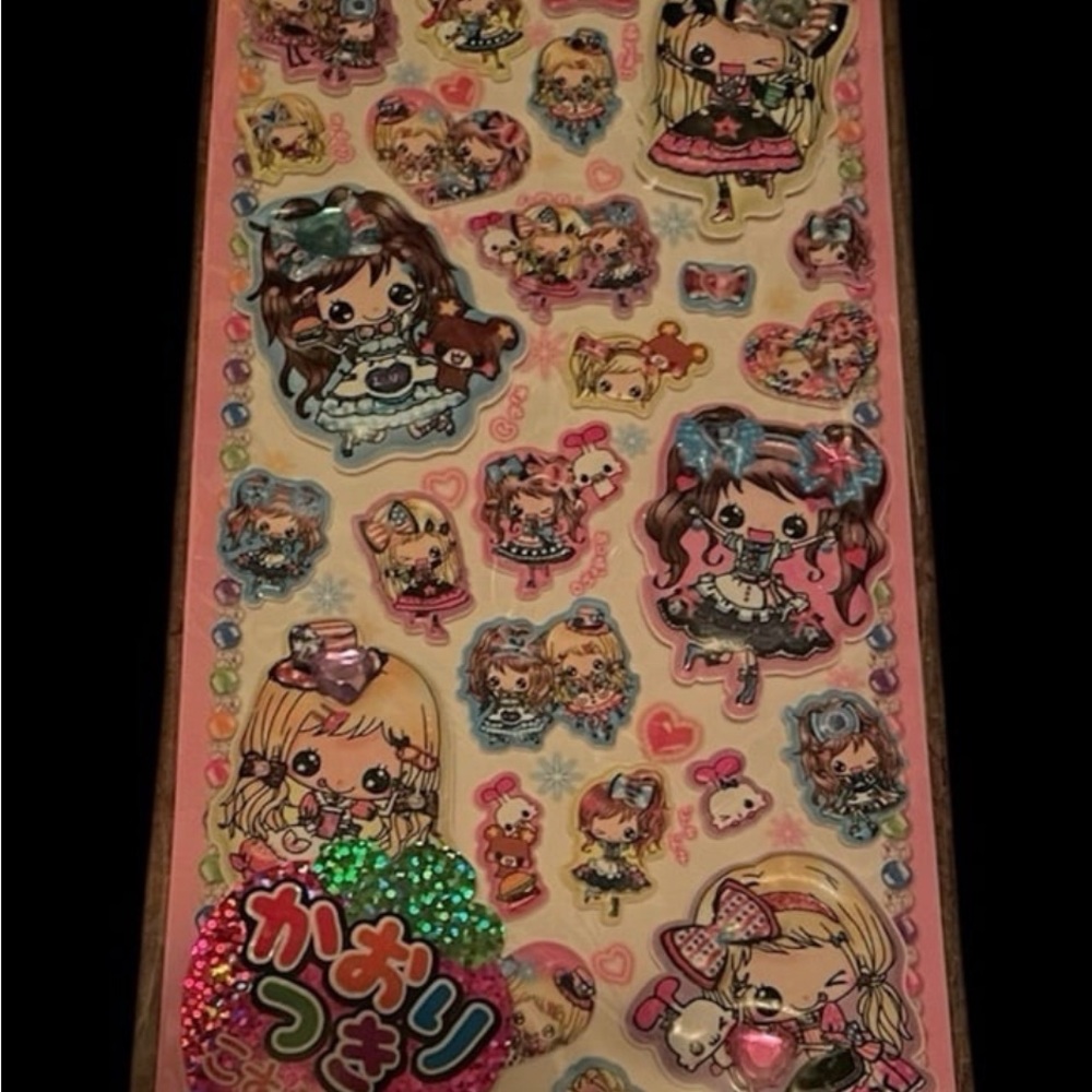 Kawaii Vintage Kamio Cute Pop Girls Puffy Sticker Sheet